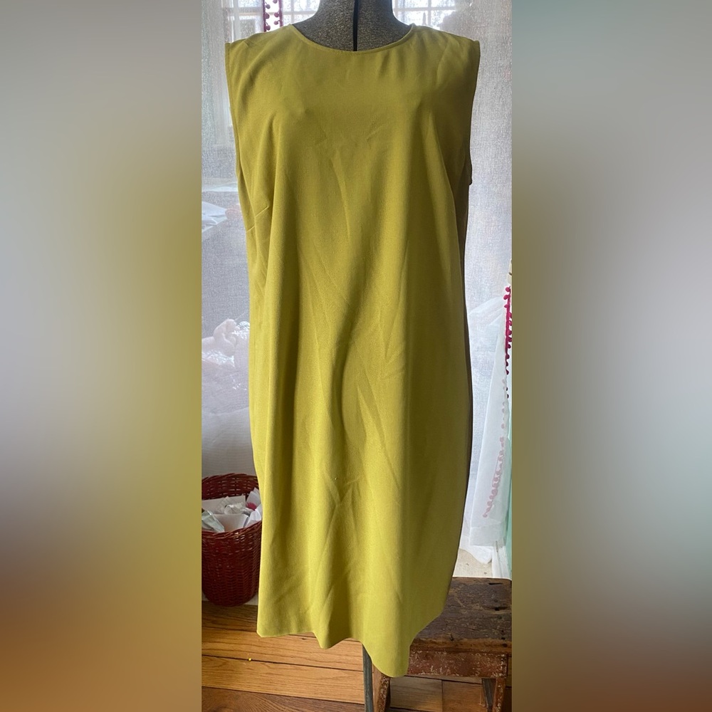 J. Jill Mustard Yellow Sleeveless Sheath Rayon Blend Dress Size 18 Plus Size